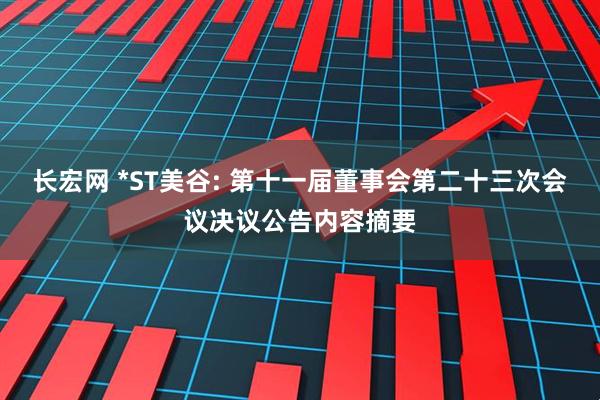 长宏网 *ST美谷: 第十一届董事会第二十三次会议决议公告内容摘要